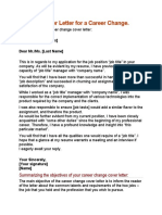 Sample: Cover Letter For A Career Change.: Dear Mr./Ms. (Last Name)