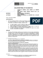 Resolucion Final #54-2020/Cc2: Comisión de Protección Al Consumidor #2 Sede Central EXPEDIENTE #1502-2019/CC2