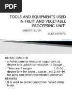 Tools and Equipments Used in Fruit and Vegetable