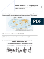 Avaliação de Geografia 1ºbimestre P1