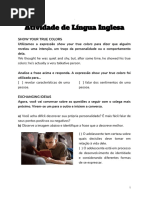 Exercícios Sobre Adjetivos em Inglês 9ºano Com Gabarito - Texto Sobre Adolescência