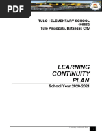 Learning Continuity Plan: Tulo I Elementary School 109562 Tulo Pinagpala, Batangas City