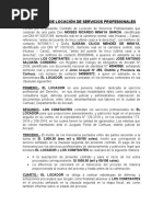 Contrato de Locación de Servicios Profesionales