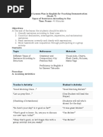 Sample Detailed Lesson Plan in English For Teaching Demonstration