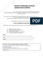 The Adolescent Sedentary Activity Questionnaire (ASAQ) : How To Complete This Form