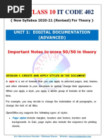 Unit 1 Digital Documentation Class 10 IT CODE 402