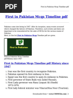 First in Pakistan Mcqs Timeline PDF