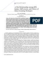 An Analysis of The Relationship Among EFL Learners' Autonomy, Self-Esteem, and Choice of Vocabulary Learning Strategies