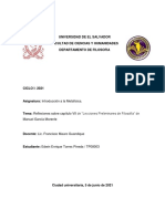 Reflexiones Sobre Capítulo VII de "Lecciones Preliminares de Filosofía" Manuel García Morente