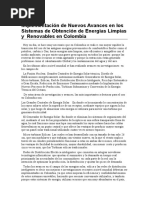 Ensayo Nuevas Energias Limpias y Renovables en Colombia