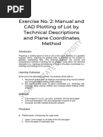 Exercise No. 2: Manual and CAD Plotting of Lot by Technical Descriptions and Plane Coordinates Method