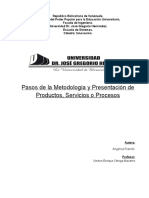 Pasos de La Metodología y Presentación de Productos, Servicios o Procesos