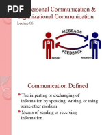 Interpersonal and Organization Communication L6