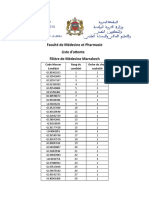 Faculté de Médecine Et Pharmacie Liste D'a Ente Filière de Médecine Marrakech