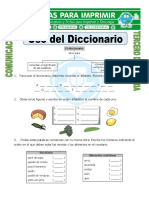 Ficha Uso Del Diccionario para Tercero de Primaria