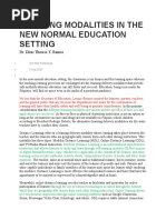 Learning Modalities in The New Normal Education Setting