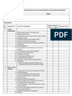 Pre-Commissioning Tests Checklist