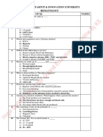 Swarnim Startup & Innovation University Hematology: Objective Question (MCQ) Marks