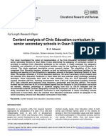 Content Analysis of Civic Education Curriculum in Senior Secondary Schools in Osun State, Nigeria