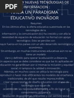 Educacion y Nuevas Tecnologias de La Informacion ¿Hacia Un Paradigma Educativo Inovadora