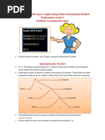 Lesson Plan of HCF Up To 2 Digits Using Prime Factorization Method