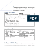 SWOT, Product Analysis