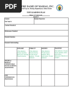 Notre Dame of Masiag, Inc.: Unit Learning Plan