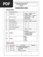 Tender Input Form: (A) Basic Details