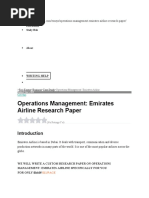 Operations Management: Emirates Airline Research Paper: o o o o o o o o