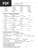 Review Unit 1 - 2: I/ Choose The Word Whose Underlined Part Is Pronounced Differently From The Others