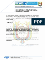 Certificado de Existencia Y Operatividad de La Estructura Sanitaria