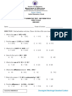 Inalad Elementary School First Summative Test - Mathematics 6 First Cycle 2020-2021