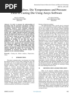 Analsys of Failure, Die Temperatures and Pressure Field of Casting Die Using Ansys Software