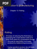 Introduction To Manufacturing: Chapter 13: Rolling