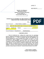 Notice of Availment of The Option To Pay The Tax Through The Withholding Process