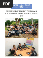 Short List of Project Proposals For Thirteenth Round of Funding 2019