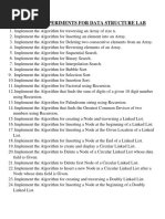 LIST OF EXPERIMENTS FOR D - S and C - P LAB