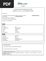 Receipt: Transaction Receipt For International Funds Transfer Prepared For On 29/06/2021 at 23:37:23