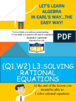 Let'S Learn Algebra in Earl'S Way The Easy Way!