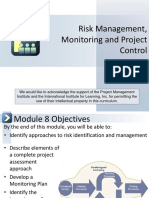 Risk Management, Monitoring and Project Control