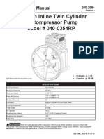 Cast Iron Inline Twin Cylinder Air Compressor Pump Model # 040-0354RP