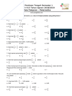 Soal PTS Matematika Kelas 5 Semester 1 K13 Tahun 2019-2020