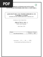 Practica No - 1: L Aboratorio de Termodinamica de Vapores Y Gases