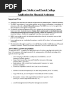 Shalamar Medical and Dental College Application For Financial Assistance