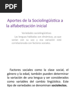 Aportes de La Sociolinguistica A La Alfabetizacion