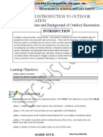 Unit Iii:Introduction To Outdoor Recreation Lesson 10: Nature and Background of Outdoor Recreation