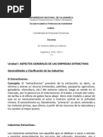 Semana 1 - Aspectos Generales de Las Empresas Extractivas (Generealidades y Clasificación de Las E.E.)