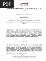 A Importancia Do Futsal para Ciranças de 7 A 10 Nos