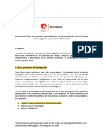 Bases de Convocatoria de Proyectos de Investigación Sin Financiamiento