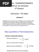 Eso201A: Thermodynamics 2020-21 Ist Semester IIT Kanpur Instructor: P.A.Apte